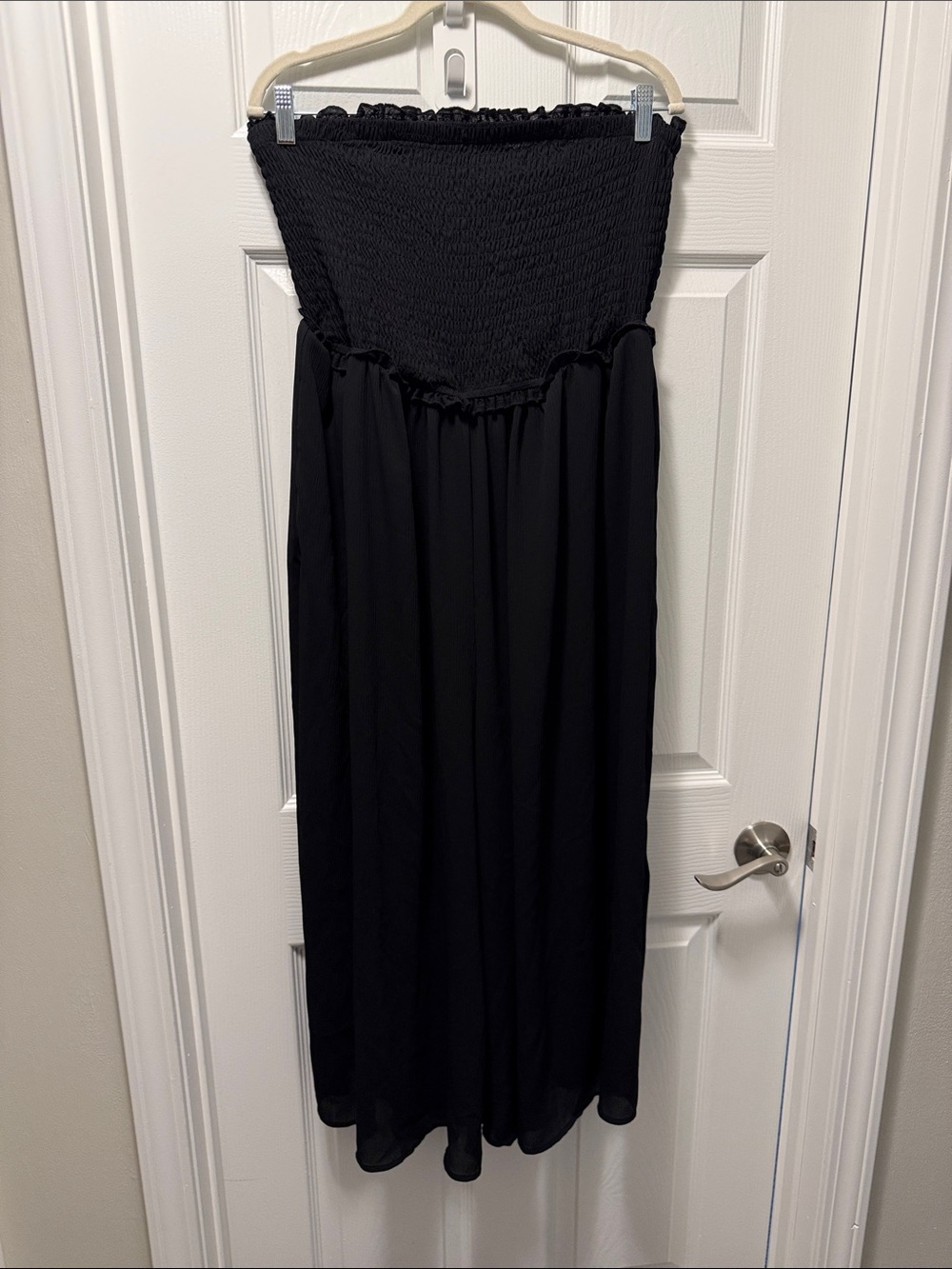 Torrid Crepe Midi Smocked Coverup Jumpsuit Black